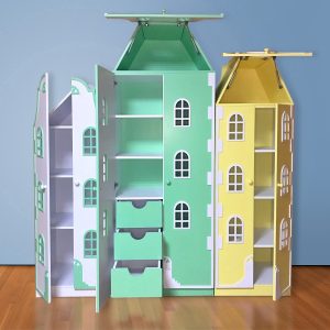 Шкаф-домик Амстердам (белый, мята, лимон)